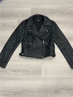 Topshop Black Faux Leather Moto Jacket